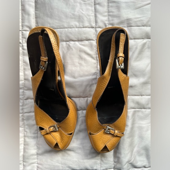 PRADA Peep Toe Slingback Clogs in Mustard Yellow US size 6.5 - Picture 5 of 5